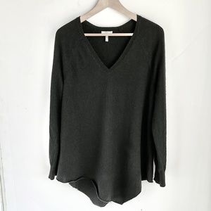 Joie Tambrel Black Wool Cashmere Asymmetric Tunic Sweater V Neck super soft EUC